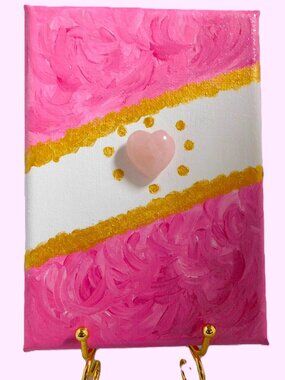 Original Crystal Art - Rose Quartz "I Love You" - 5" x 7" Canvas + Table Stand